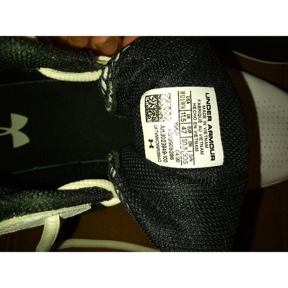 Under Armour Mens Black & White Athletic Sneakers size 12.5... - Picture 5 of 5